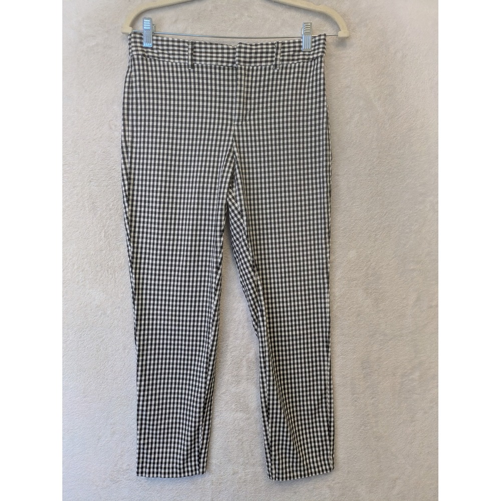 Dip Gingham Ankle Pants Women's 6 Black White Checkered Slim Tapered Trousers